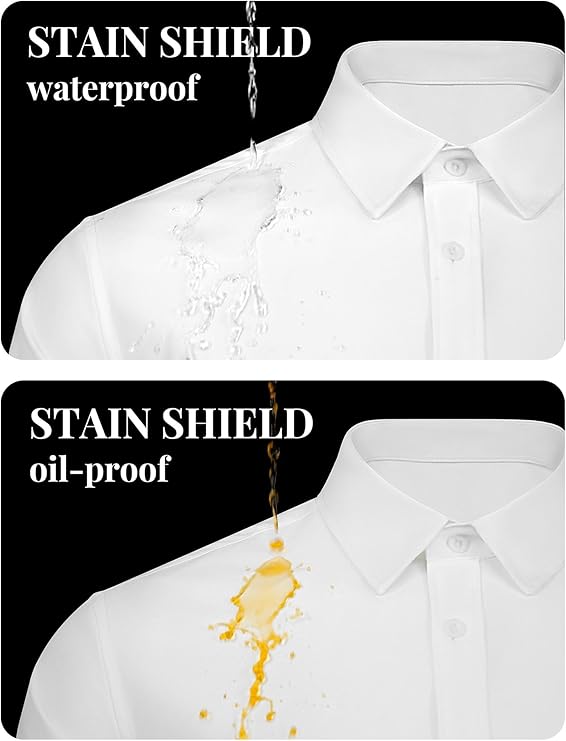 COOFANDY Mens Dress Shirts Long Sleeve Stain Shield Button Down Shirt Regular Fit Formal Business Wedding Shirts