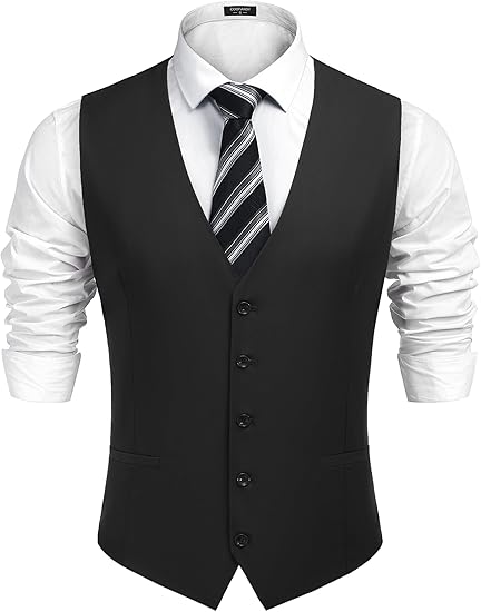 COOFANDY Men's Business Suit Vest Casual Dress Vest Slim Fit Formal Waistcoat