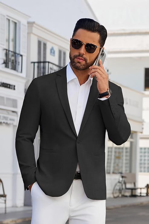 COOFANDY Men's Blazer Casual Suit Jacket Slim Fit One Button Sport Coats Lightweight Sports Jacket
