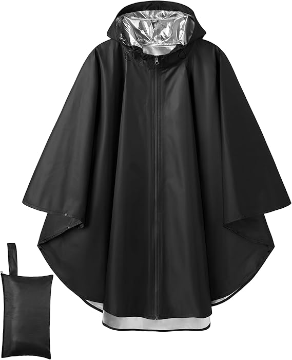 COOFANDY Rain Ponchos for Adults Full Zip Lightweight Rain Jackets Waterproof Packable Raincoats with Hood Hiking Camping