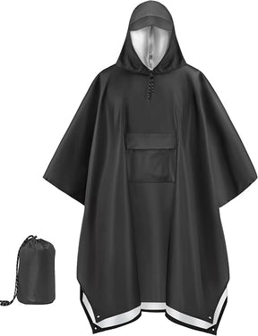 COOFANDY Rain Poncho for Adults with Hood Pockets Reusable Waterproof Packable Rain Coat Jacket Travel Hiking Emergency