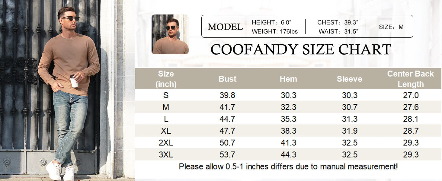 COOFANDY Mens Sweater Crewneck Pullover Long Sleeve Lightweight Sweater Plain Knit Silm Fit