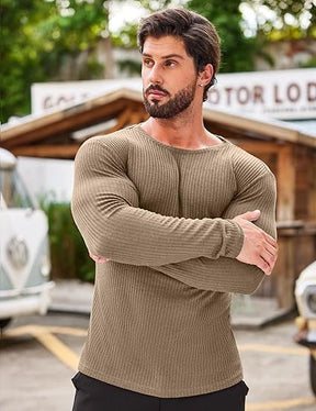 COOFANDY Men's 2 Pack Muscle T-Shirt Stretch Long Sleeve Gym Workout Bodybuilding Training Tee Shirts Casual Hipster Tops