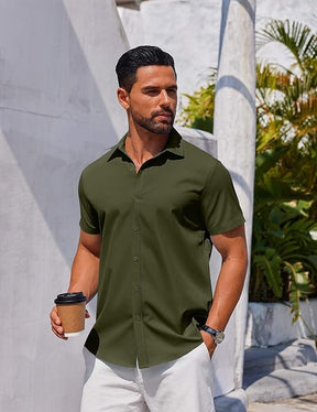 COOFANDY Men's Button Down Short Sleeve for Men Summer Business Casual Dress Shirt