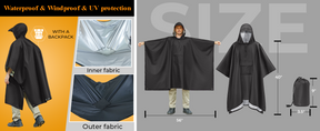 COOFANDY Rain Poncho for Adults with Hood Pockets Reusable Waterproof Packable Rain Coat Jacket Travel Hiking Emergency