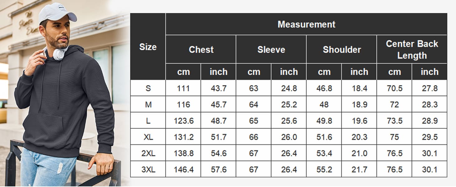 COOFANDY Men's Hooded Sweatshirts Long Sleeve Casual Pullover Hoodie Waffle Knit Sweatshirt with Pocket