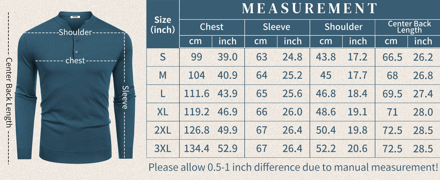 COOFANDY Mens Knit Henley T-Shirts Dress Long Sleeve Sweater Casual Collarless Quarter Button Pullover