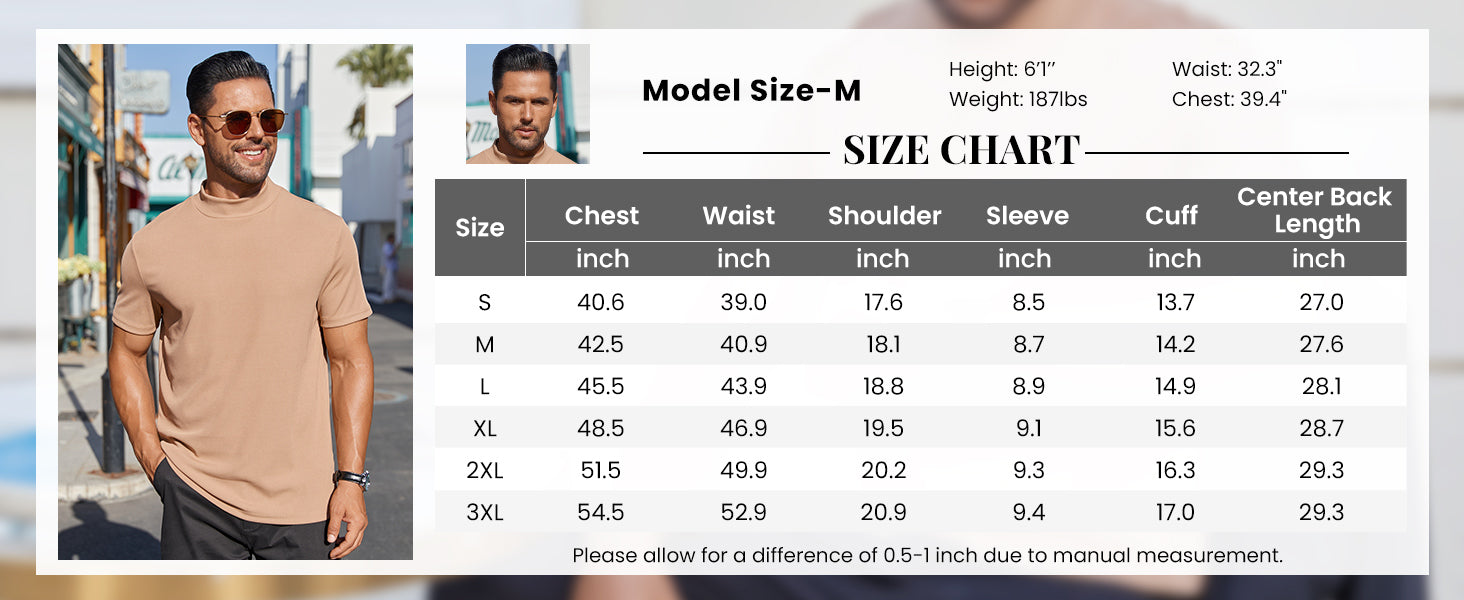 COOFANDY Mens Mock Turtleneck Shirts Short Sleeve Casual Basic T-Shirts Ribbed Solid Pullover Tops