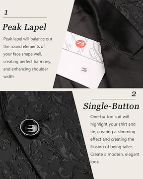 COOFANDY Mens Floral Tuxedo One Button Luxury Shiny Blazer Dinner Party Prom Wedding Suit Jacket