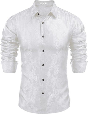 COOFANDY Men's Saint Patrick's Day Green Long Sleeve Dress Shirt for Bar Crawl Party Prom Dance