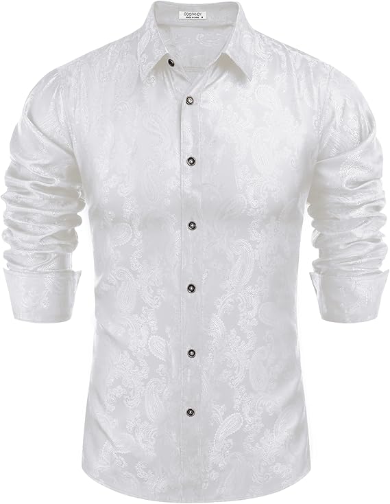 COOFANDY Men's Saint Patrick's Day Green Long Sleeve Dress Shirt for Bar Crawl Party Prom Dance