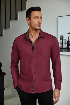 COOFANDY Mens Dress Shirts Long Sleeve Button Down Shirts Untucked Wrinkle-Free Business Casual Shirts