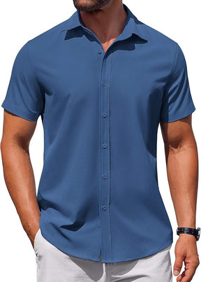 COOFANDY Men's Saint Patrick's Day Green Short Sleeve Button Down Shirt Summer Business Casual Dress Shirt