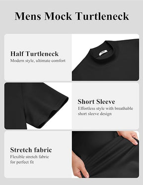 COOFANDY Men's Mock Turtleneck Short Sleeve Casual Stretch Sweater