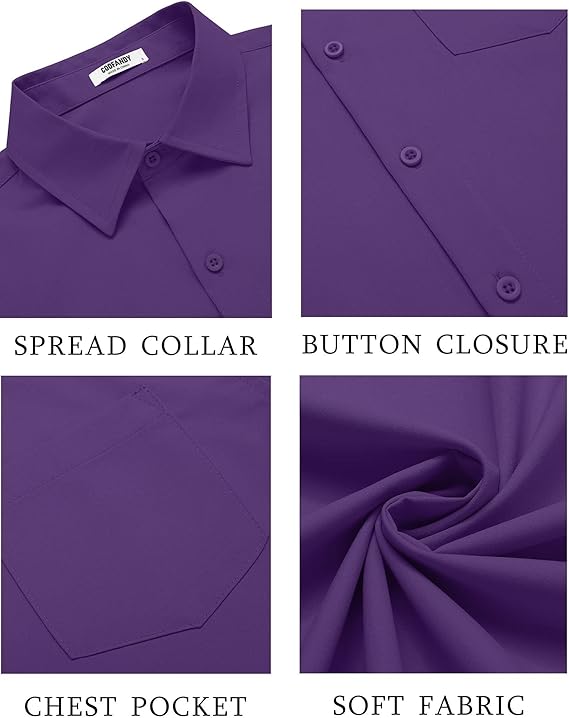 COOFANDY Men's Button Down Shirts Short Sleeve Casual Dress Shirts Untucked Summer Shirt with Pocket
