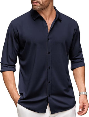 COOFANDY Men's Long Sleeve Dress Shirt Casual Button Down Shirts Wrinkle Free Untucked Shirt