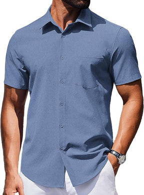 COOFANDY Mens Wrinkle Free Shirts Short Sleeve Casual Button Down Summer Dress Shirts