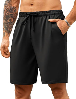 COOFANDY Mens Casual Shorts 9 inch Inseam Stretch Beach Shorts Elastic Waist Drawstring Summer Shorts