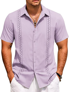COOFANDY Cuban Guayabera Shirts for Men Short Sleeve Casual Button Down Shirts Summer Vacation Shirts