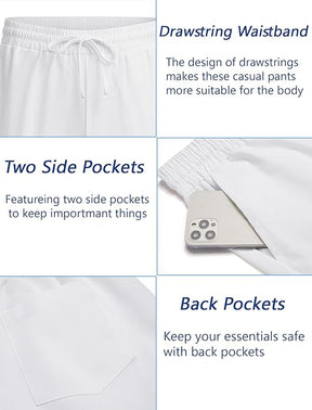 COOFANDY Mens Linen Casual Pants Elastic Waist Drawstring Trousers Yoga Beach Summer Pants