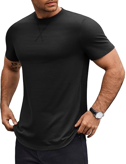 COOFANDY Mens T Shirts Casual Short Sleeve Cotton Tee Shirts Hipster Hip Hop Longline T-Shirt Basic Summer Tops