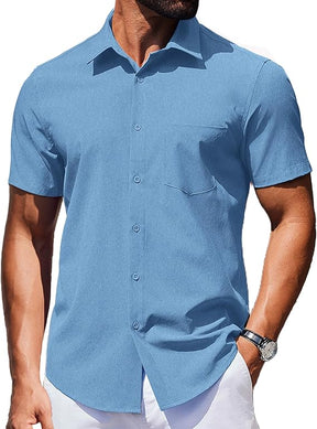 COOFANDY Mens Wrinkle Free Shirts Short Sleeve Casual Button Down Summer Dress Shirts