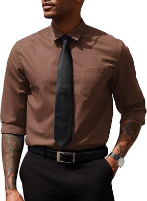 COOFANDY Men's Dress Shirts Long Sleeve Button Down Formal Shirt Regular Fit Solid Business Casual Shirts