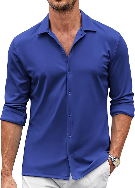 COOFANDY Men's Casual Button Down Shirt Wrinkle Free Shirts Long Sleeve Dress Shirt S-XXXL