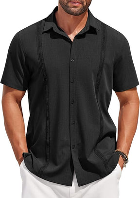 COOFANDY Men's Saint Patrick's Day Parade Green Cuban Guayabera Shirt