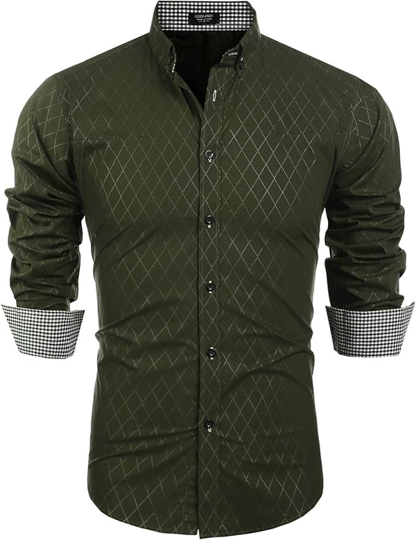 COOFANDY Men's Long Sleeve Wrinkle Free Dress Shirts Inner Contrast Business Casual Button Down Shirt