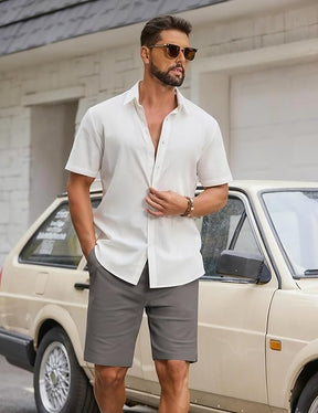 COOFANDY Mens Casual Shorts Cotton Drawstring Elastic Waist Stretch Chino Golf Shorts Summer Beach Shorts