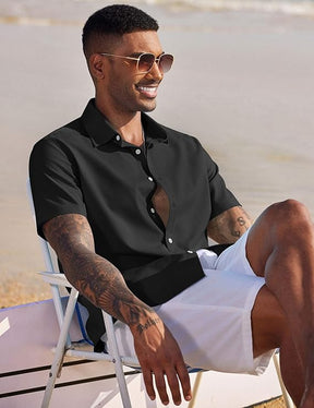 COOFANDY Mens Linen Casual Short Sleeve Shirt Button Down Summer Beach Shirts