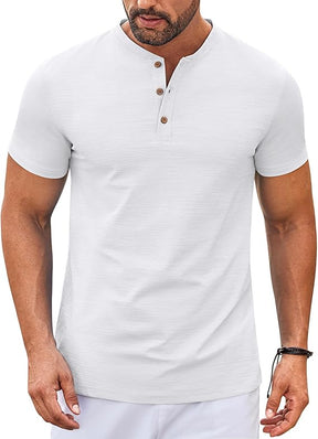 COOFANDY Mens Henley Shirts Short Sleeve Casual Button Down Shirts Lightweight Summer Basic Tee