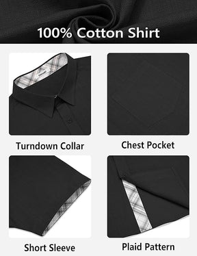 COOFANDY Men's Button Down Shirts Short Sleeve Casual Cotton Shirts Summer Beach Wedding Shirt with Pocket