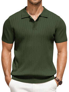 COOFANDY Men's Knit Polo Shirts Short Sleeve Ribbed Knitted Shirt Summer Lightweight Casual Golf Shirts