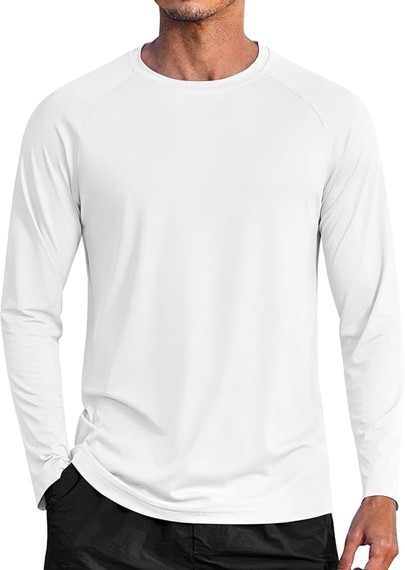 COOFANDY Men's Sun Protection Shirts Long Sleeve Rash Guard Swim T-Shirts Lightweight Quick Dry Fishing Shirts