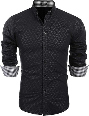 COOFANDY Men's Long Sleeve Wrinkle Free Dress Shirts Inner Contrast Business Casual Button Down Shirt