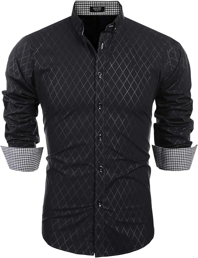 COOFANDY Men's Long Sleeve Wrinkle Free Dress Shirts Inner Contrast Business Casual Button Down Shirt