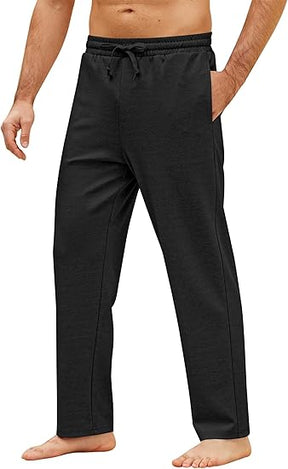 COOFANDY Men's Yoga Pants Casual Elastic Waist Drawstring Jogger Sweatpants Open Bottom Lounge Pants