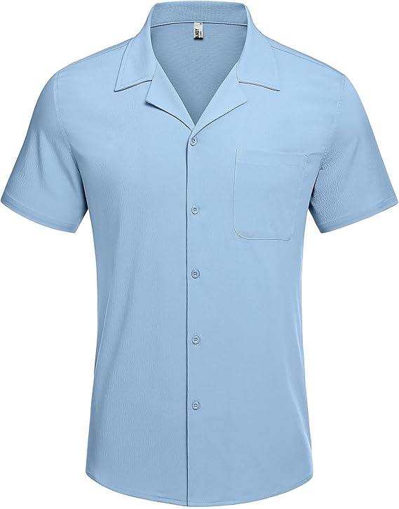 COOFANDY Men's Casual Button Down Shirts Short Sleeve Summer Beach Shirt Fashion Textured Shirts with Pocket