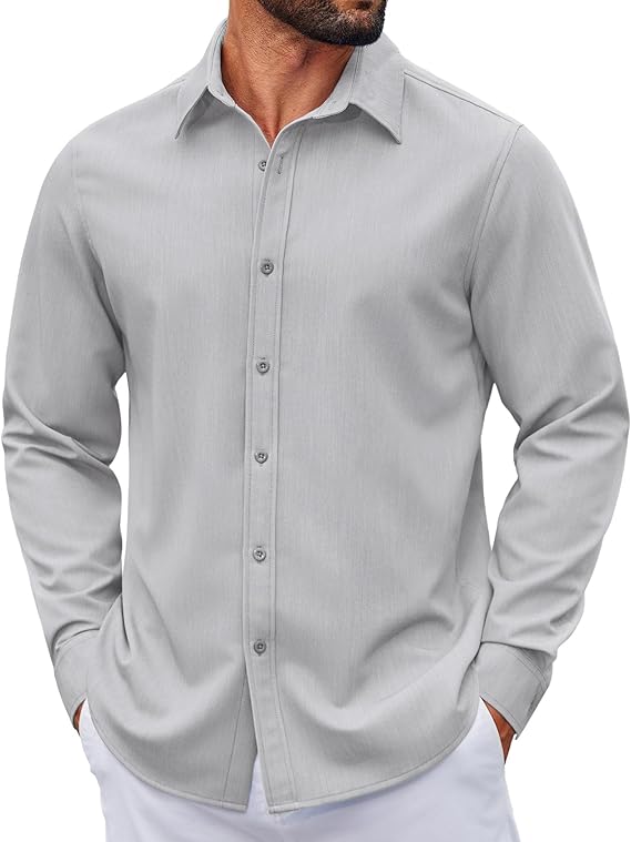 COOFANDY Men's Casual Button Down Long Sleeve Untucked Denim Dress Shirt