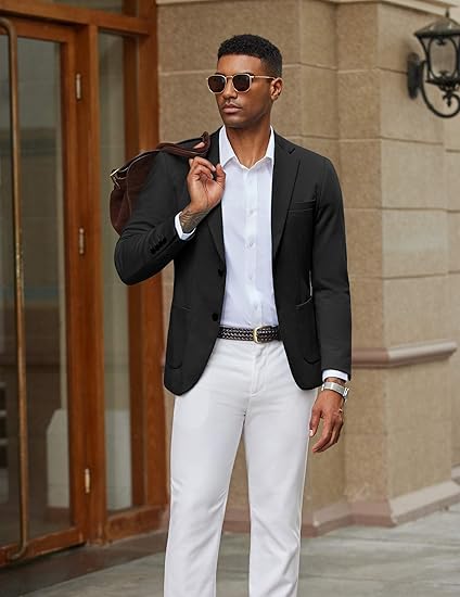 COOFANDY Men's Casual Knit Blazer Slim Fit Lightweight Sport Coat Stretch Two Button Suit Jacket