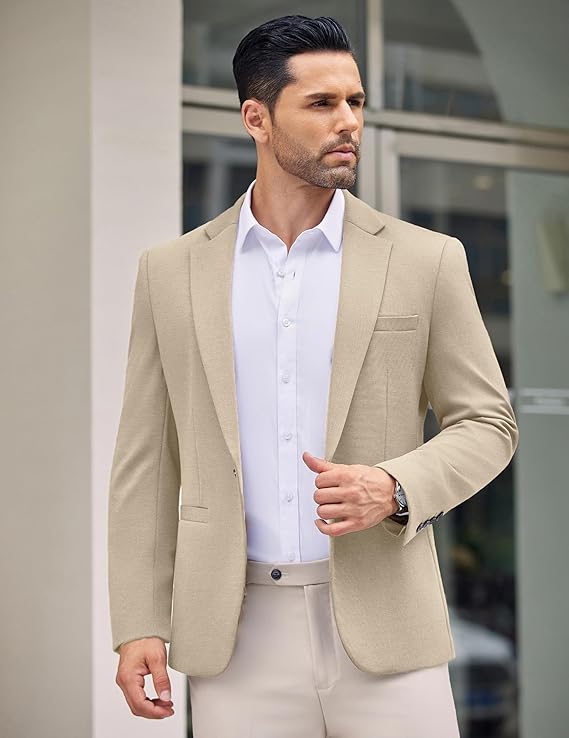 COOFANDY Men's Casual Blazer Jacket One Button Suit Jackets Lightweight Knit Sport Coat