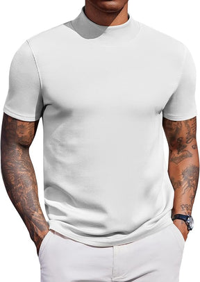 COOFANDY Men's Mock Turtleneck Short Sleeve Casual Stretch Sweater