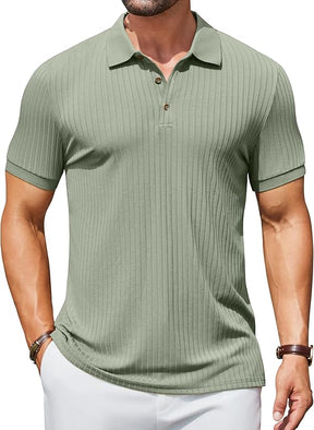 COOFANDY Men's Textured Polo Shirts Short Sleeve Slim Fit Casual Button Polo T-Shirt Summer Collared Golf Shirt