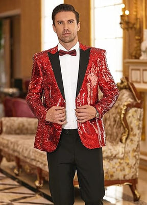 COOFANDY Mens Sequin Blazer Tuxedo Party Prom Wedding Tuxedo One Button Jacket