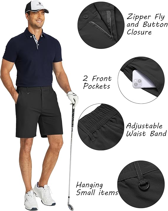 COOFANDY Men's Golf Shorts 8 Inch Lightweight Quick Dry Casual Dress Shorts Hiking Travel Shorts with Pockets