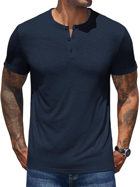 COOFANDY Men's Henley Shirts Short Sleeve Casual Basic Henley Tee Summer Button Lightweight Stretch T Shirts
