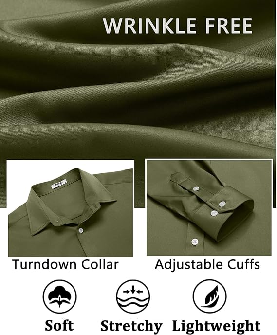 COOFANDY Mens Dress Long Sleeve Wrinkle Free Formal Business Casual Button Down Shirts