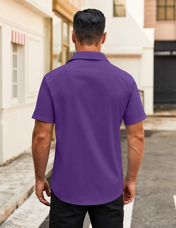 COOFANDY Men's Button Down Shirts Short Sleeve Casual Dress Shirts Untucked Summer Shirt with Pocket
